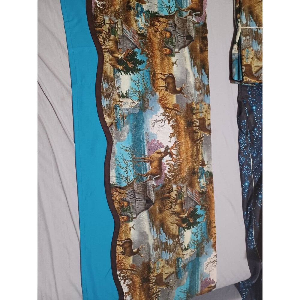 Fabric Valances LOT OF 5 David Textiles Digital Whitetail Bucks Deer Scene